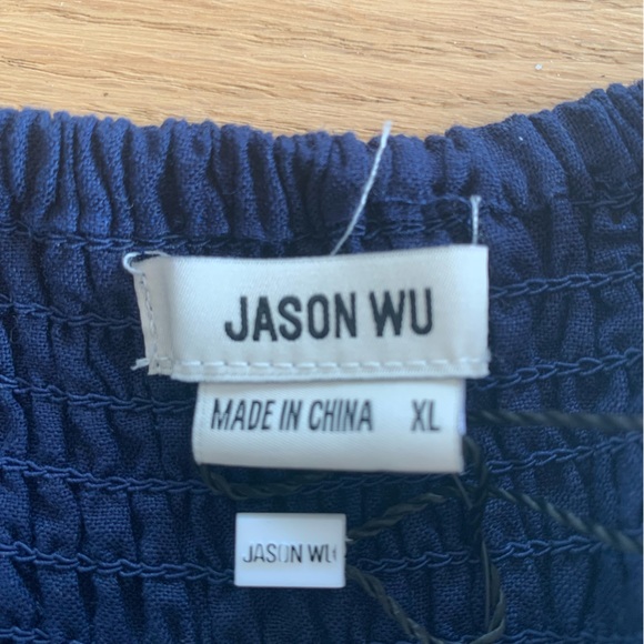 Jason Wu Blue Rouched Shirred Maxi Sleeveless Tiered Linen Dress NWT - Picture 12 of 17